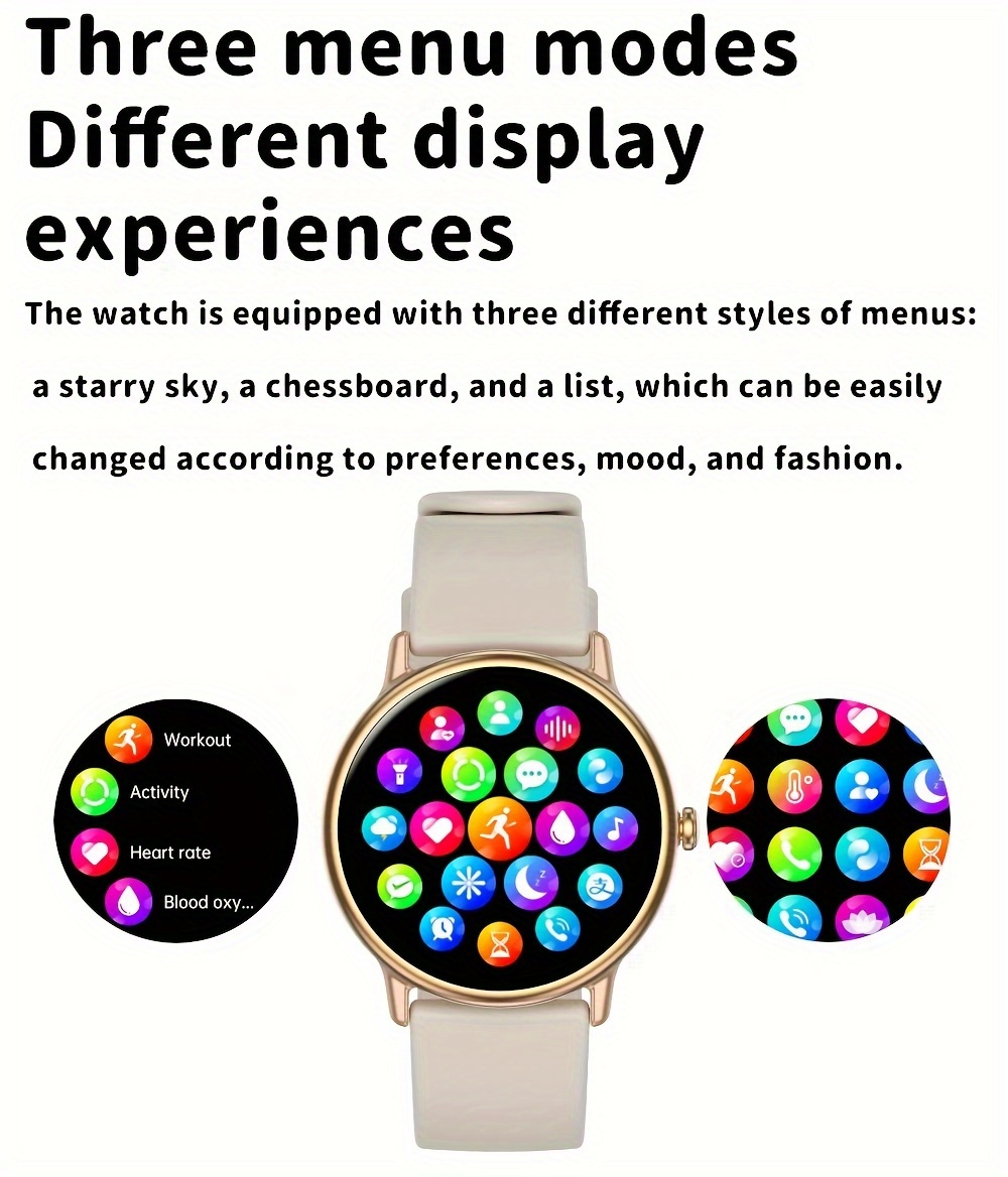 eymu waterproof smart watch with 1 43 hd amoled full color large screen one touch   voice assistant notifications wireless calling music control remote camera 100 sports modes ideal gift for her details 4