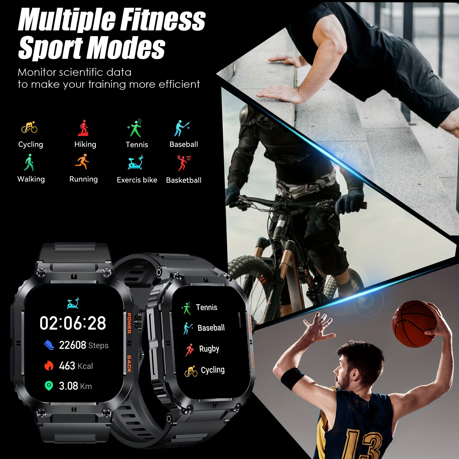 smart watch for men and women wireless connectivity ai voice assistant message push custom dial multi sport mode for ios and android phones details 1