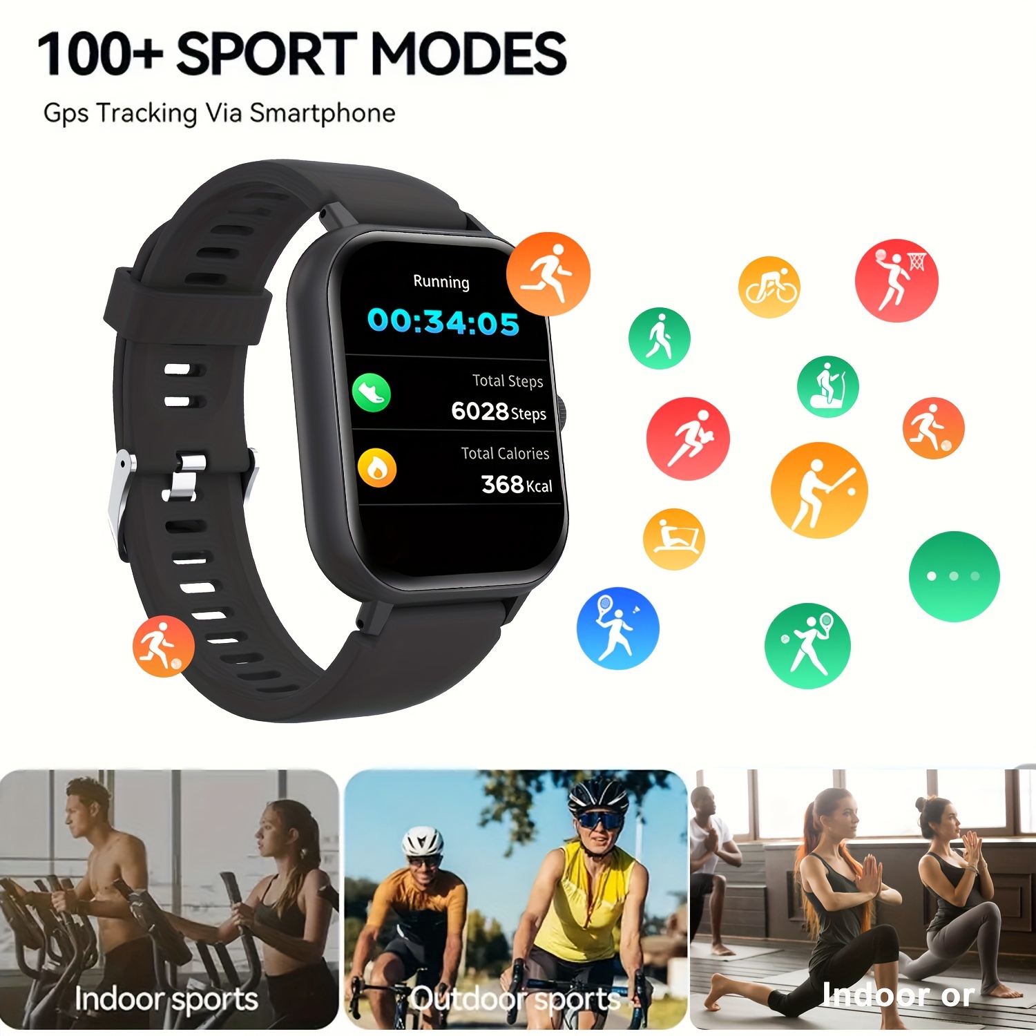 smart watch with wireless calling dial function multi sport modes activity   custom wallpaper compatible with ios android 1 54 inch display sports style details 2