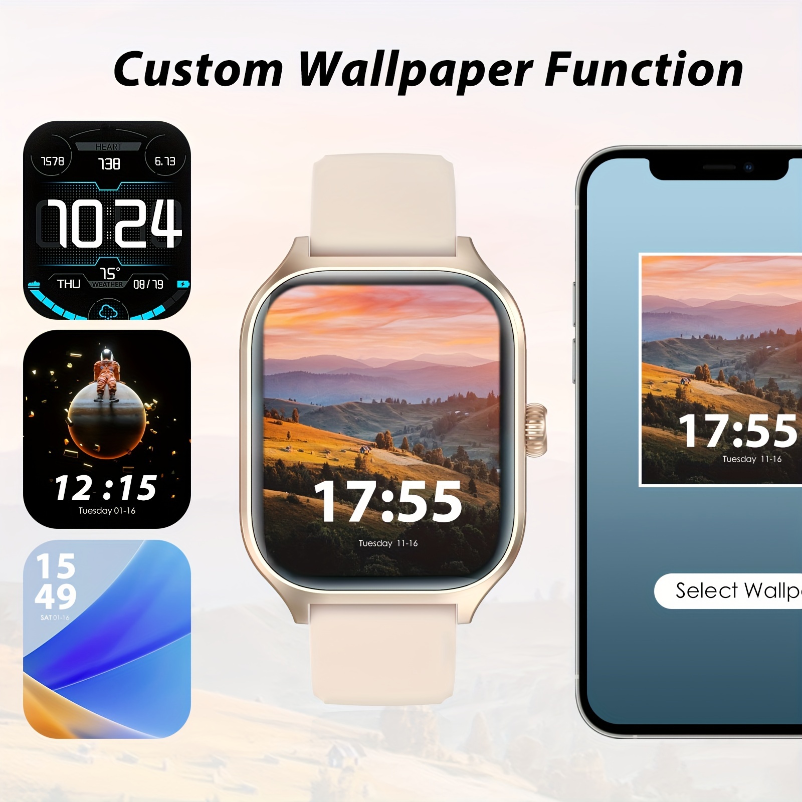 smart watch wireless call dial multi sports mode multiple app reminders sports watches changing wallpaper for ios andriod details 2