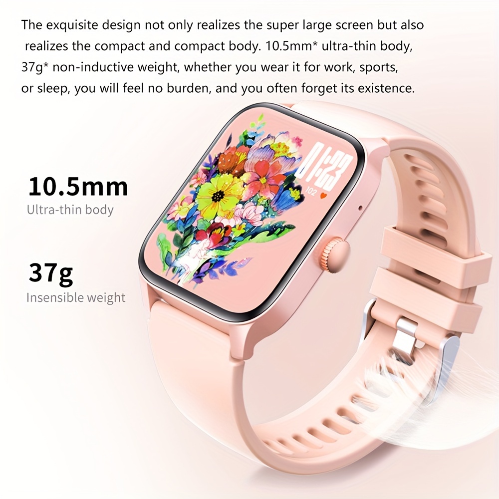 smart watch for women men call functionality step counter 100 sports modes pedometer alarm compatible with ios android ideal gift for couples details 3