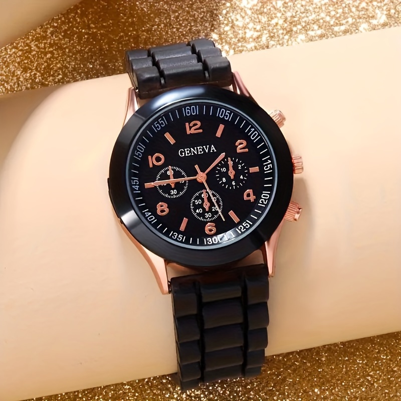 4pcs set fashionable and minimalist pointer style couple quartz watch 2pcs watch 2pcs jewelry suitable for daily use or gift giving suitable for wearing all year round details 2