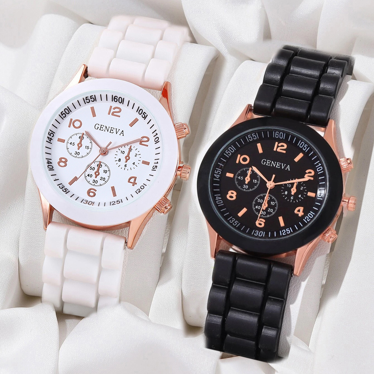 2pcs casual round pointer quartz watch fashion analog wrist watch for women men valentines gift for him her details 3