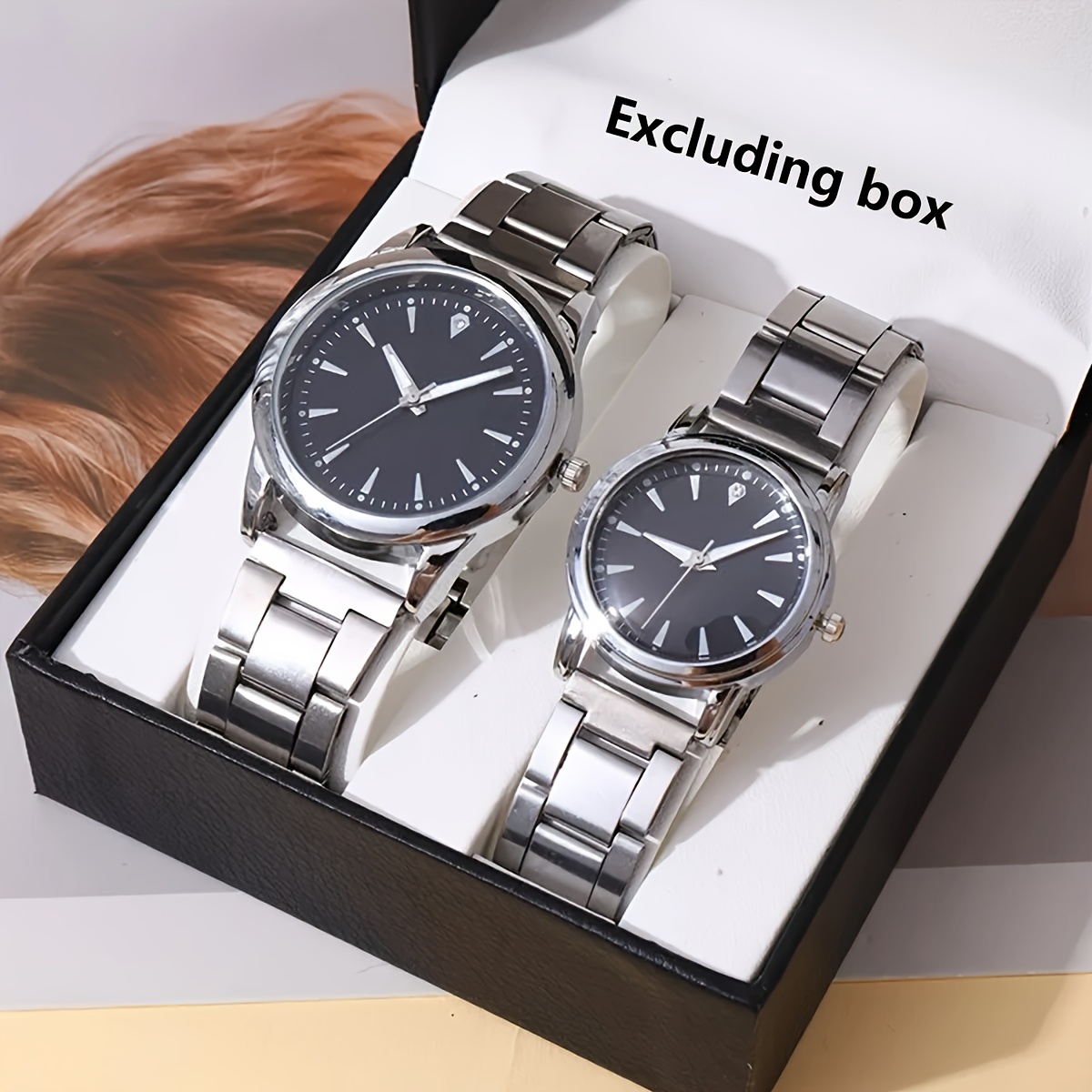 elegant couples quartz watch set fashionable minimalist design with rhinestone accents zinc alloy case perfect for daily wear gifts watches for women luxury elegant jewelry set details 0