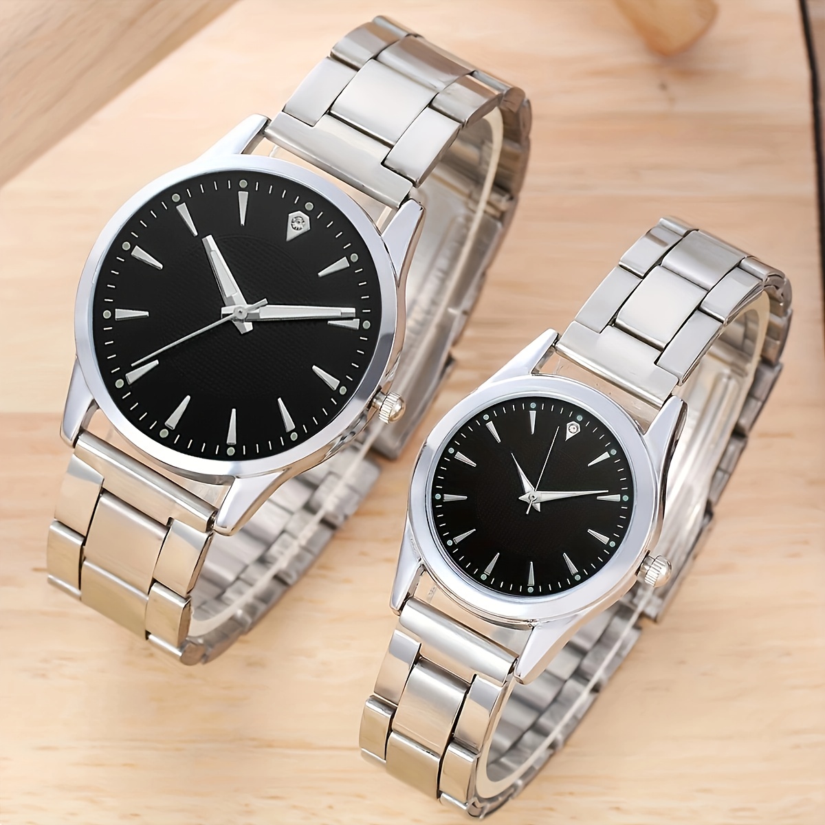 elegant couples quartz watch set fashionable minimalist design with rhinestone accents zinc alloy case perfect for daily wear gifts watches for women luxury elegant jewelry set details 1