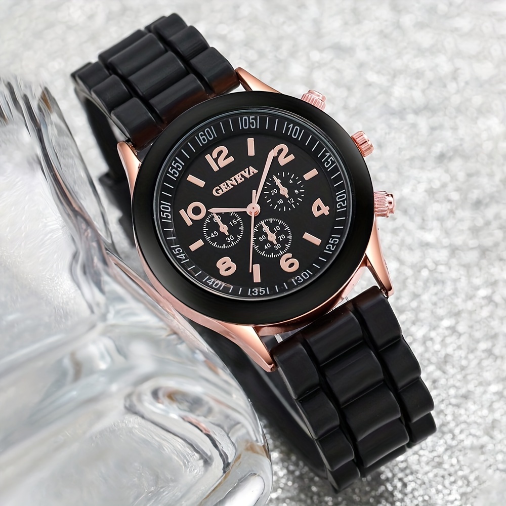 2pcs couples watch casual round pointer quartz watch analog silicone wrist watch valentines gift for him her details 2