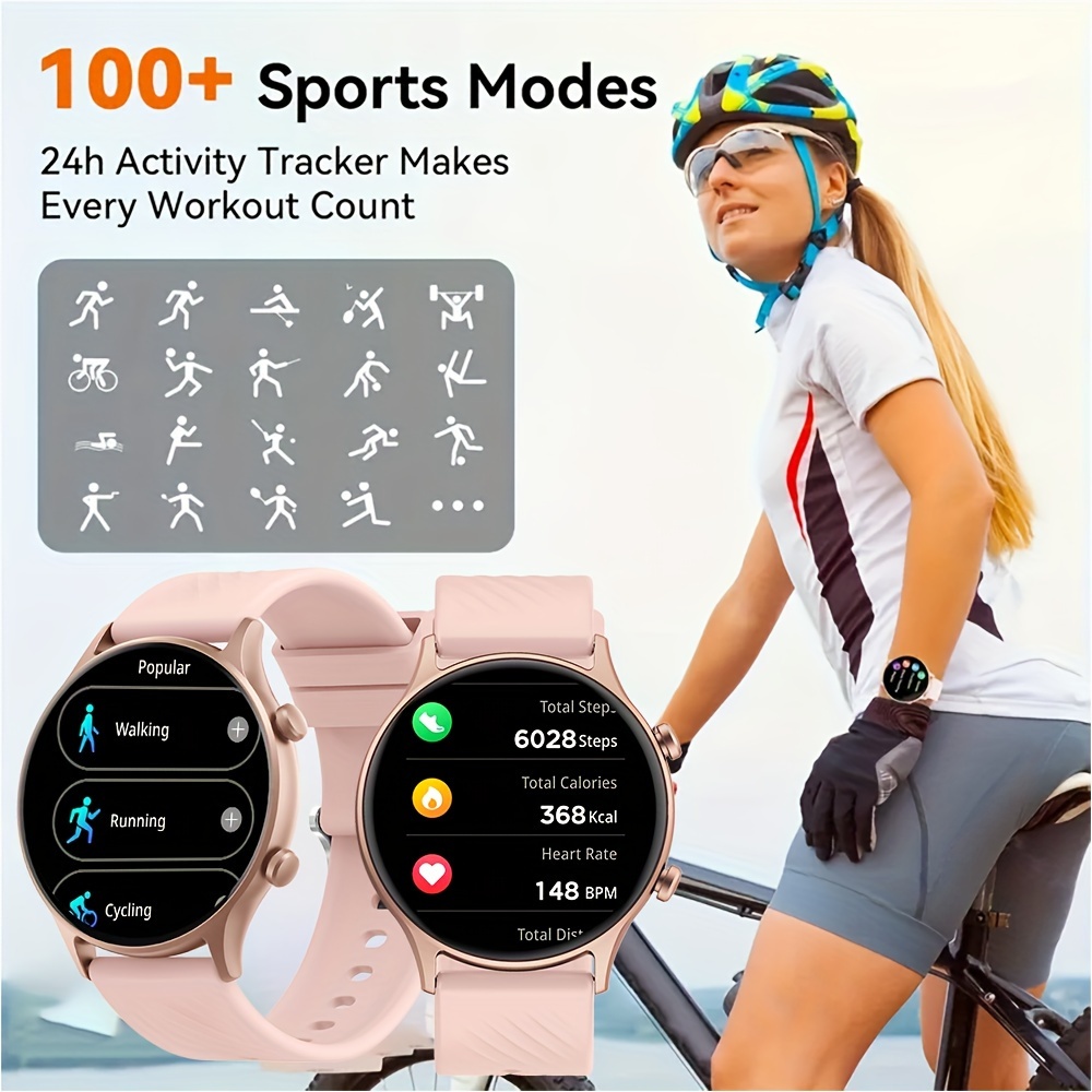   womens smartwatch 1 39 full touch screen 100 sports modes personalized dials activity   music control wireless calling for iphone android details 4