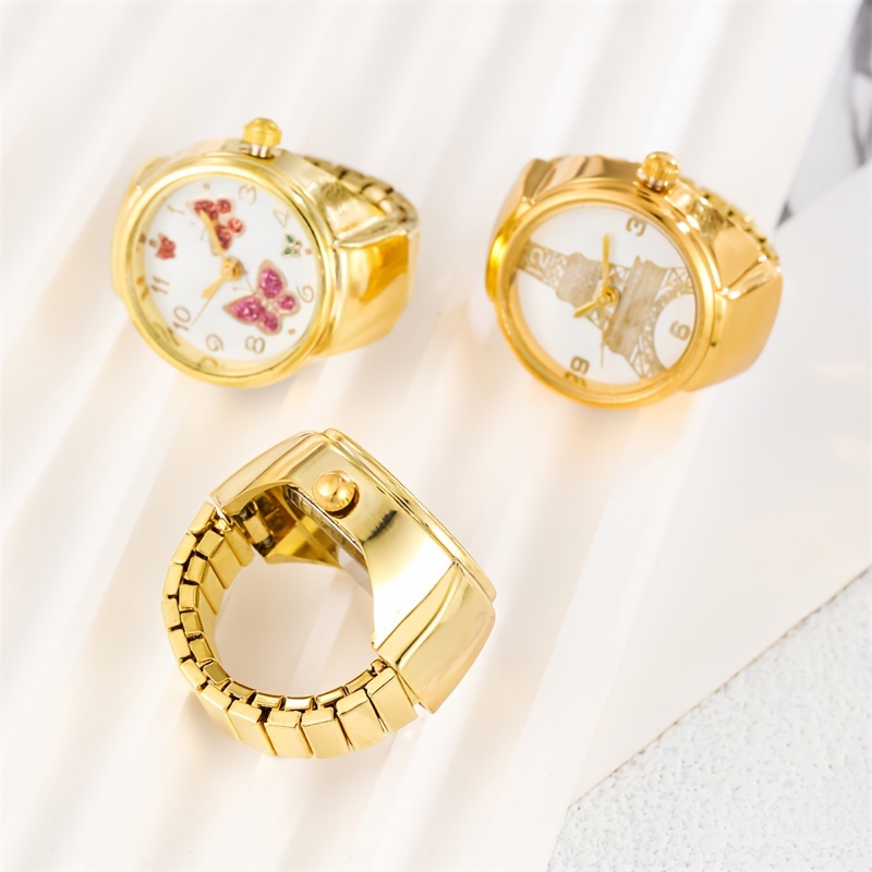 chic 3pcs womens ring watch set vintage inspired alloy quartz watches with floral bowknot designs non rechargeable details 0