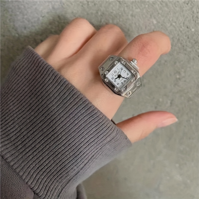 square mini finger ring watch punk simple quartz watch trendy couple finger ring watches accessories details 5