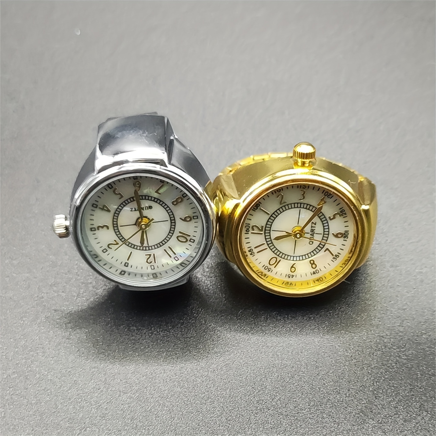 mini quartz finger watch hiphop round pointer elastic band analog ring watch for women men teens gift for valentines day details 1