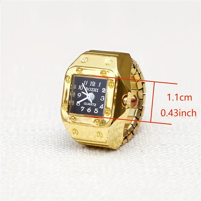 square pointer quartz finger watch mini elastic analog ring watch gift for valentines day xmas details 1